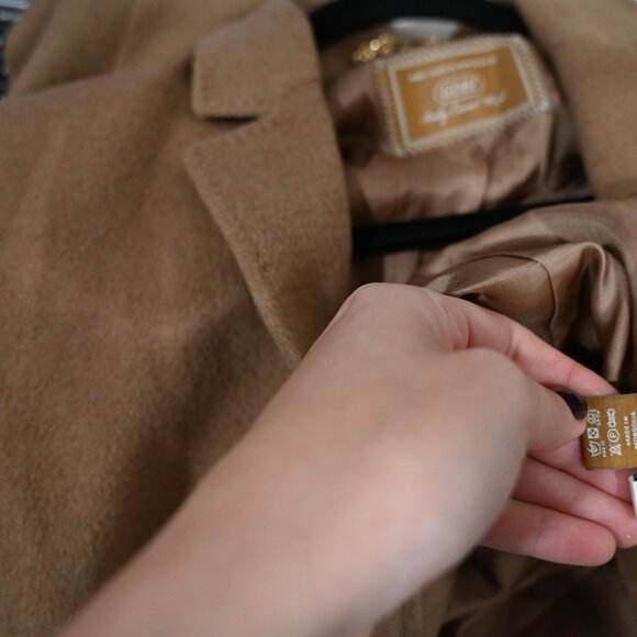 Gobi Woman's XS 100% Baby Camel Wool Tan Pea Coat - Picture 10 of 16